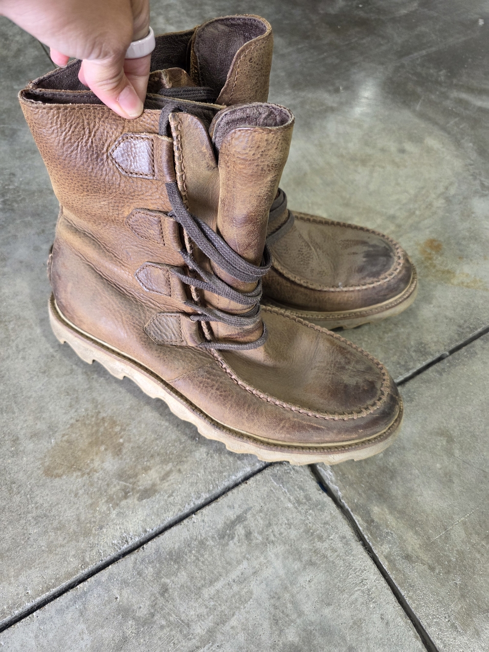 Sorel Brown Leather Lace-Up Moc Toe Men's Boots